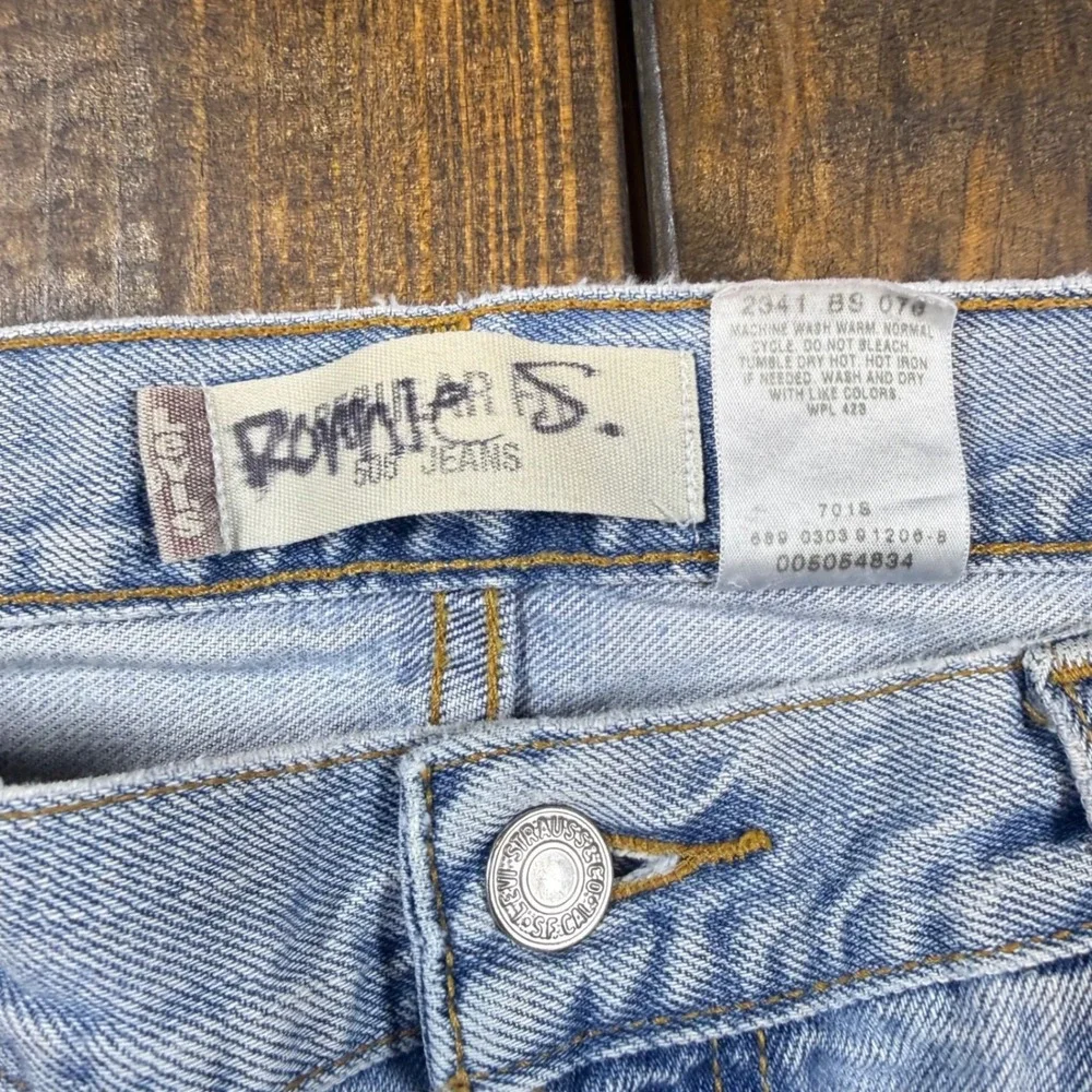 Levis 505 Regular Fit Jeans Light Wash Blue Denim Mens W36 L34 Straight Leg 00s - Picture 9 of 11